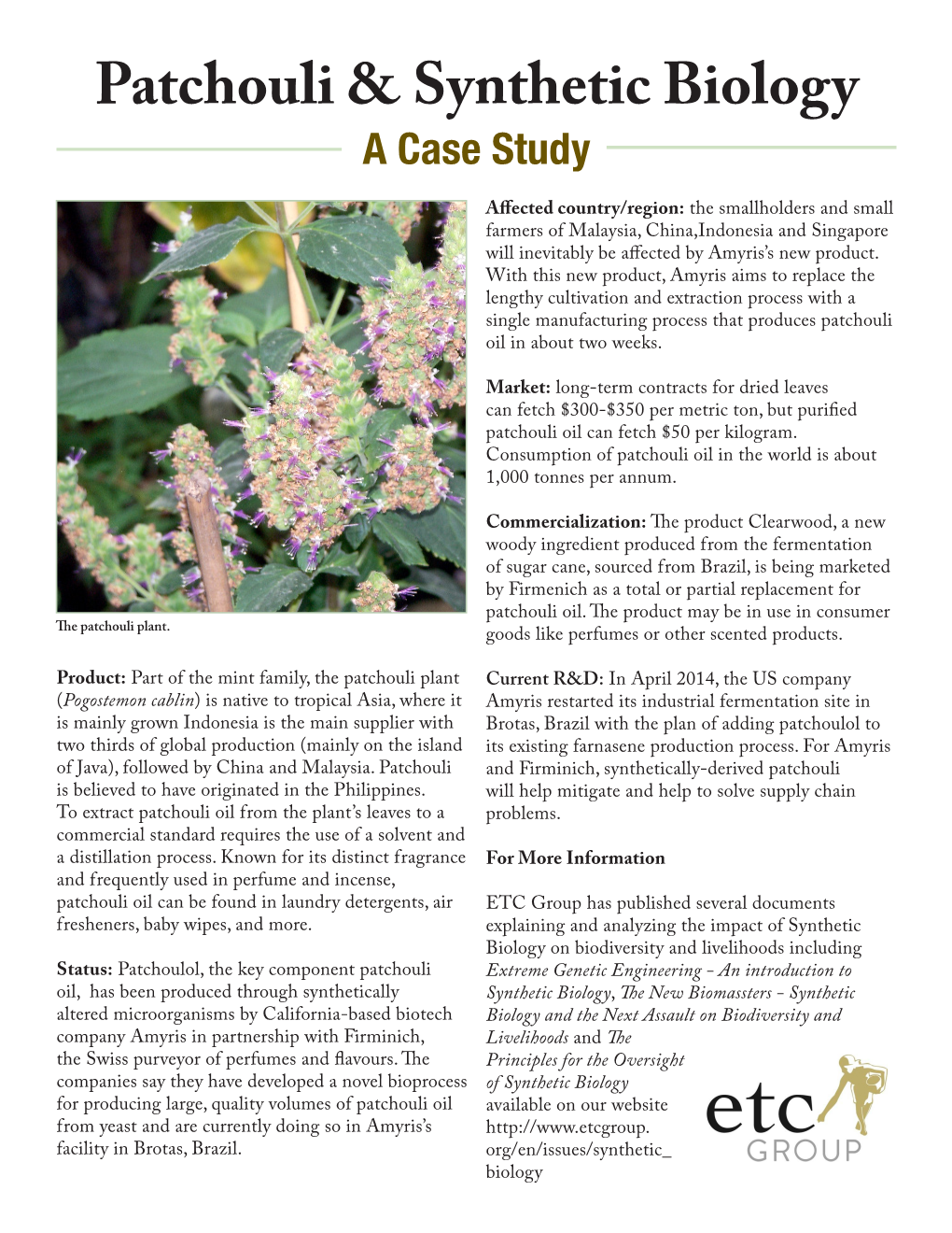 Patchouli & Synthetic Biology
