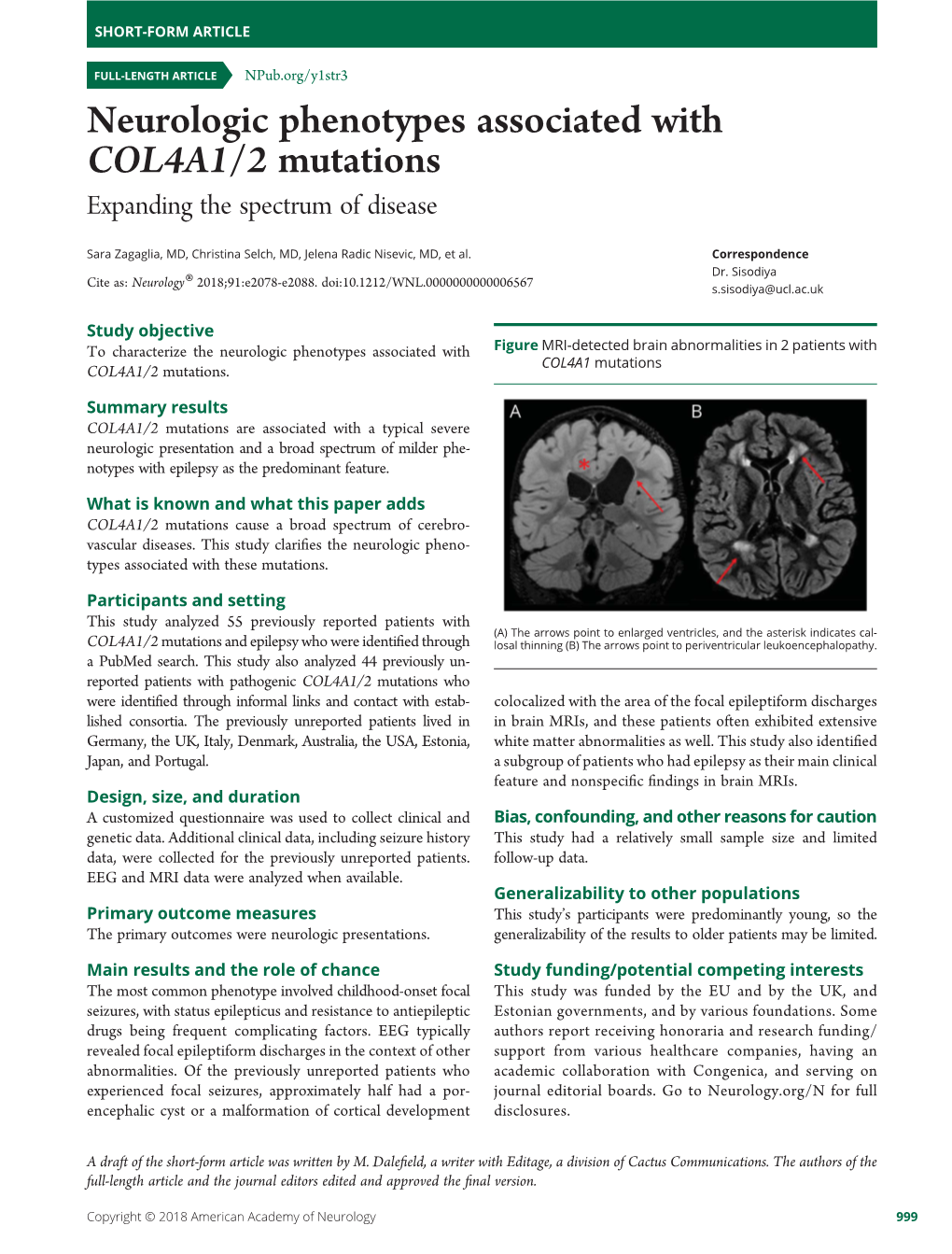 Neurologic Phenotypes Associated with COL4A1/2 Mutations Expanding the Spectrum of Disease