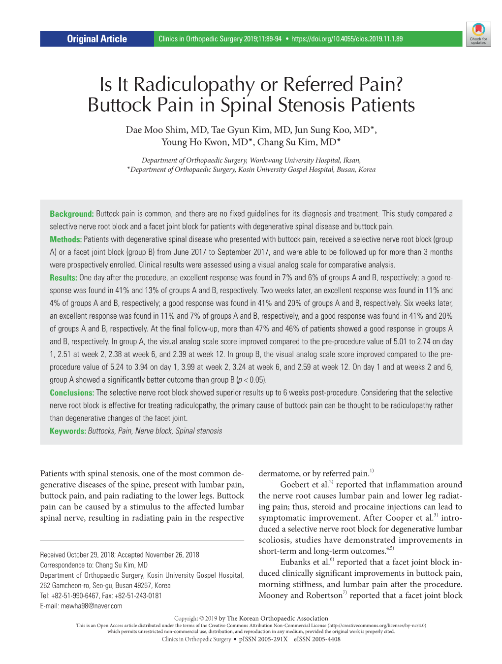 Is It Radiculopathy Or Referred Pain? Buttock Pain in Spinal Stenosis Patients