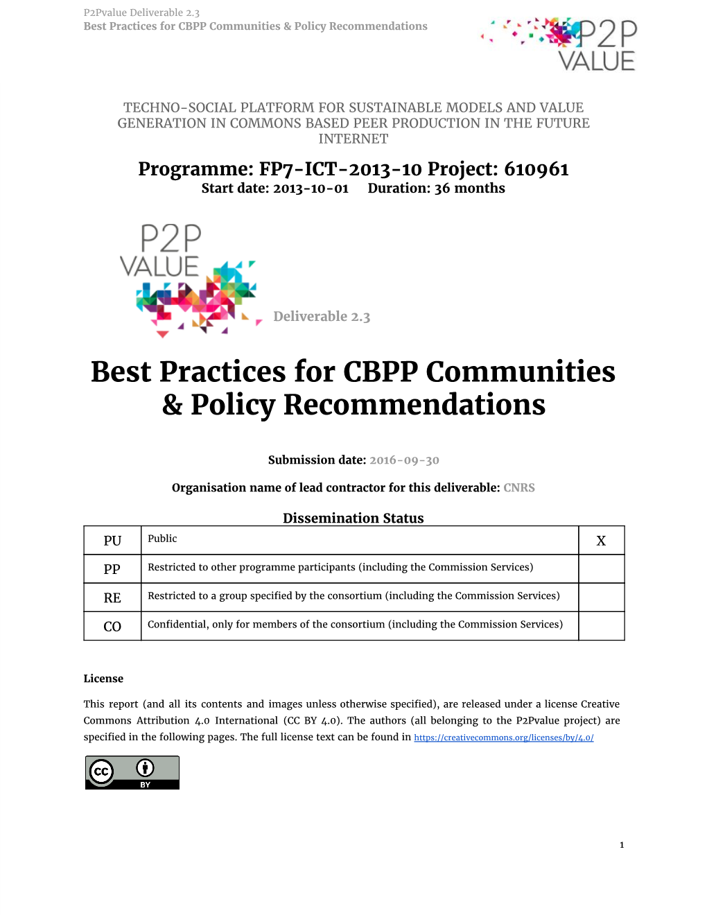 Best Practices for CBPP Communities & Policy Recommendations