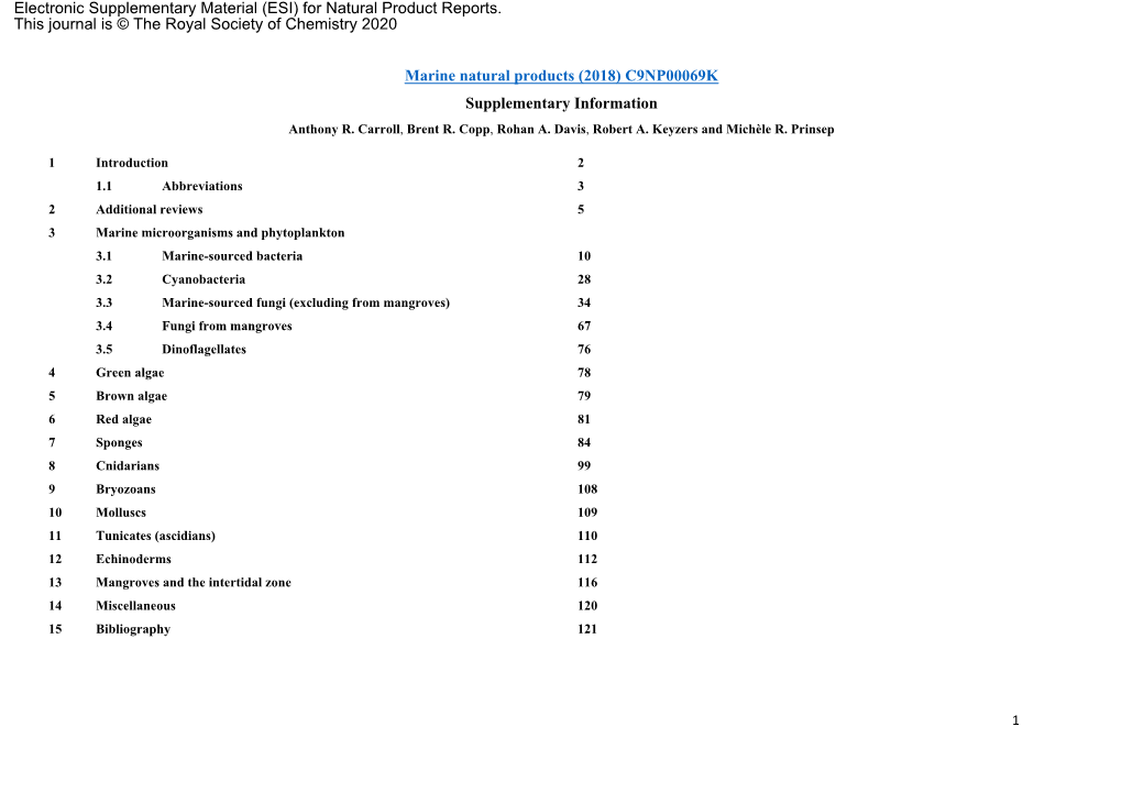 Marine Natural Products (2018) C9NP00069K Supplementary Information Anthony R