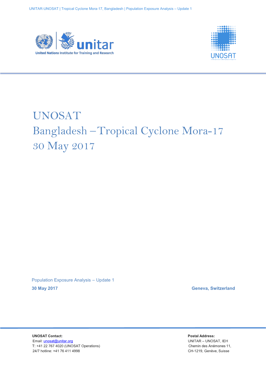 UNOSAT Bangladesh – Tropical Cyclone Mora-17 30 May 2017