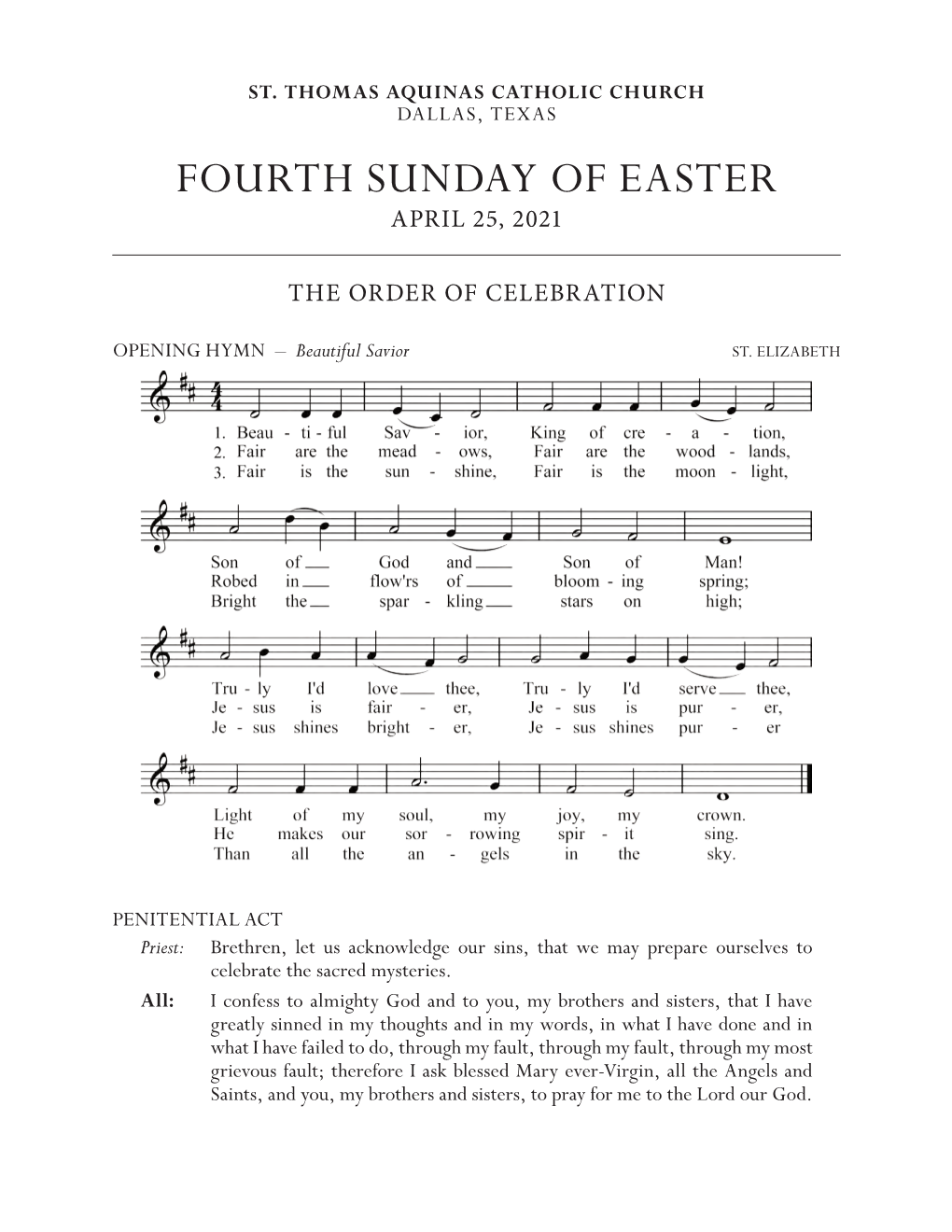 Fourth Sunday of Easter April 25, 2021