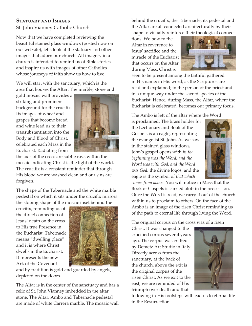 Statuary and Images Behind the Crucifix, the Tabernacle, Its Pedestal and St