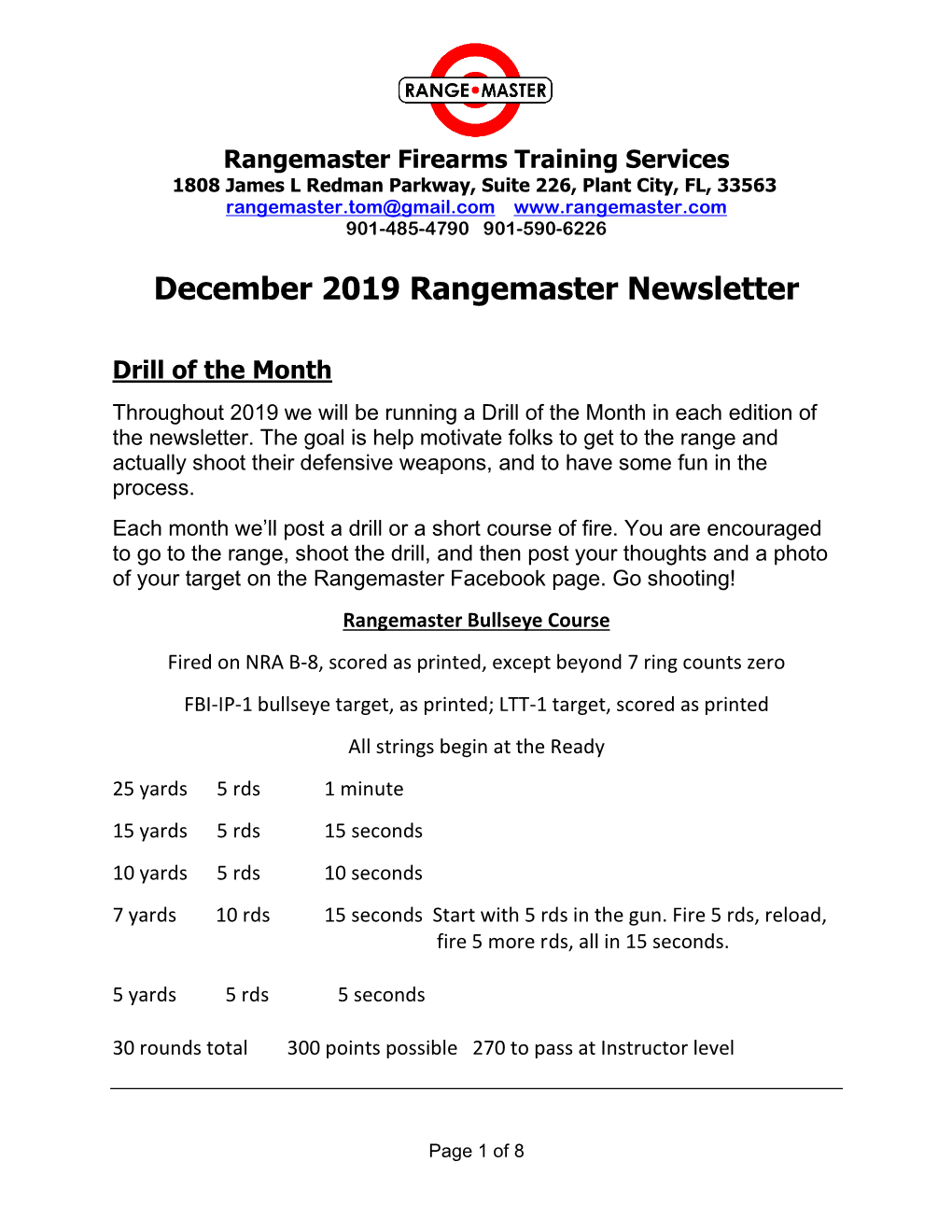 December 2019 Rangemaster Newsletter