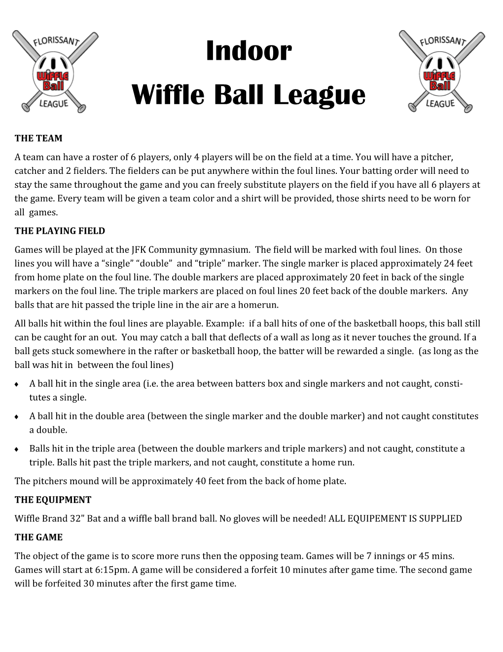 Indoor Wiffle Ball League