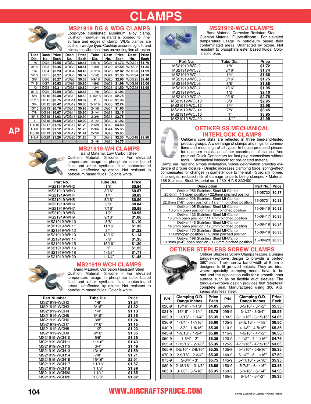 CLAMPS MS21919 DG & WDG CLAMPS MS21919-WCJ CLAMPS Loop-Type Cushioned Aluminum Alloy Clamp