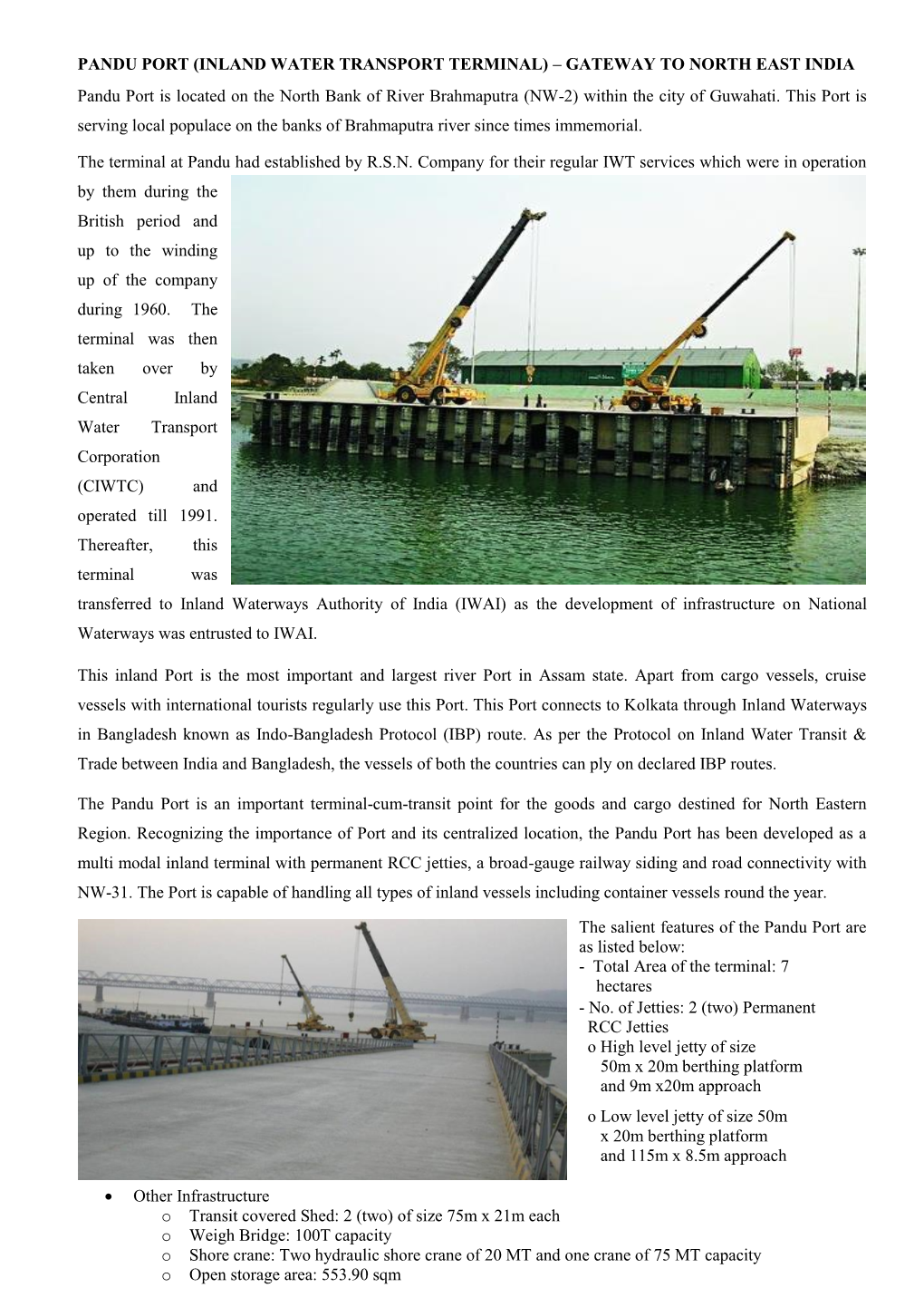 Pandu Port (Inland Water Transport Terminal) – Gateway to North East India