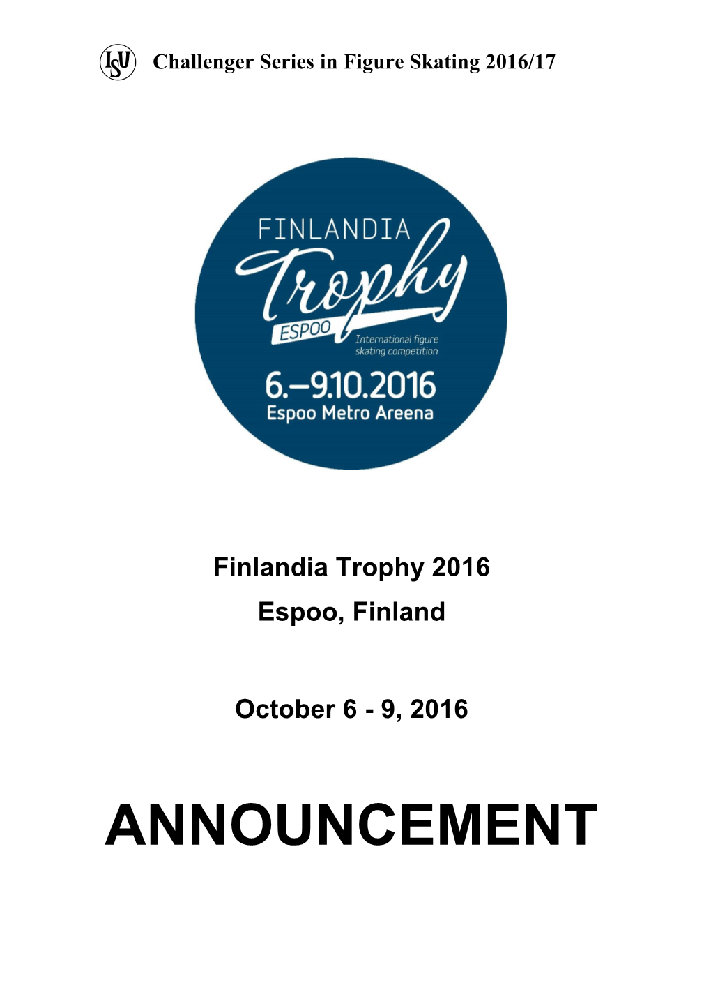 Finlandia Trophy 2016 Espoo, Finland