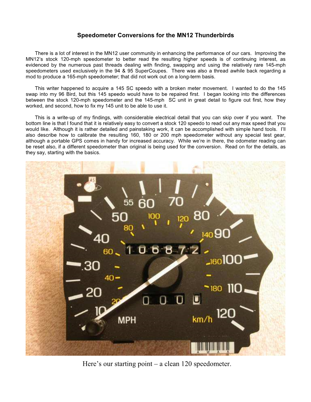 Speedometer Conversions for the MN12 Thunderbirds