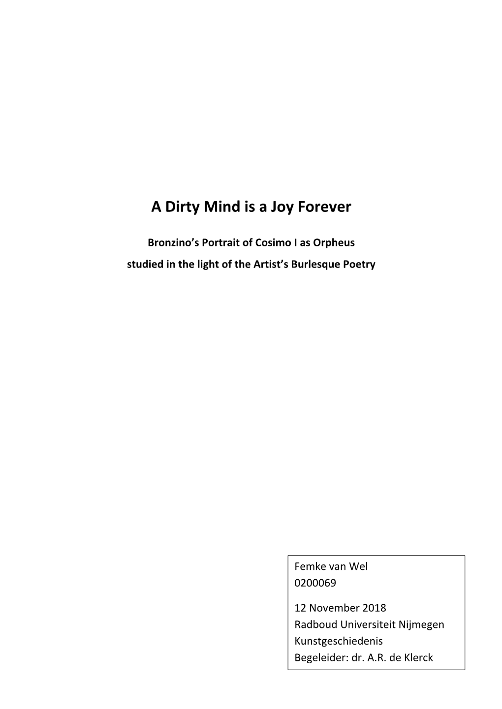 A Dirty Mind Is a Joy Forever