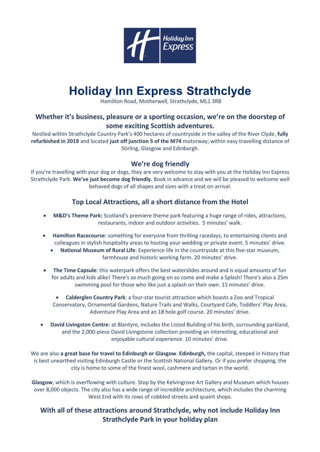 Holiday Inn Express Strathclyde Hamilton Road, Motherwell, Strathclyde, ML1 3RB