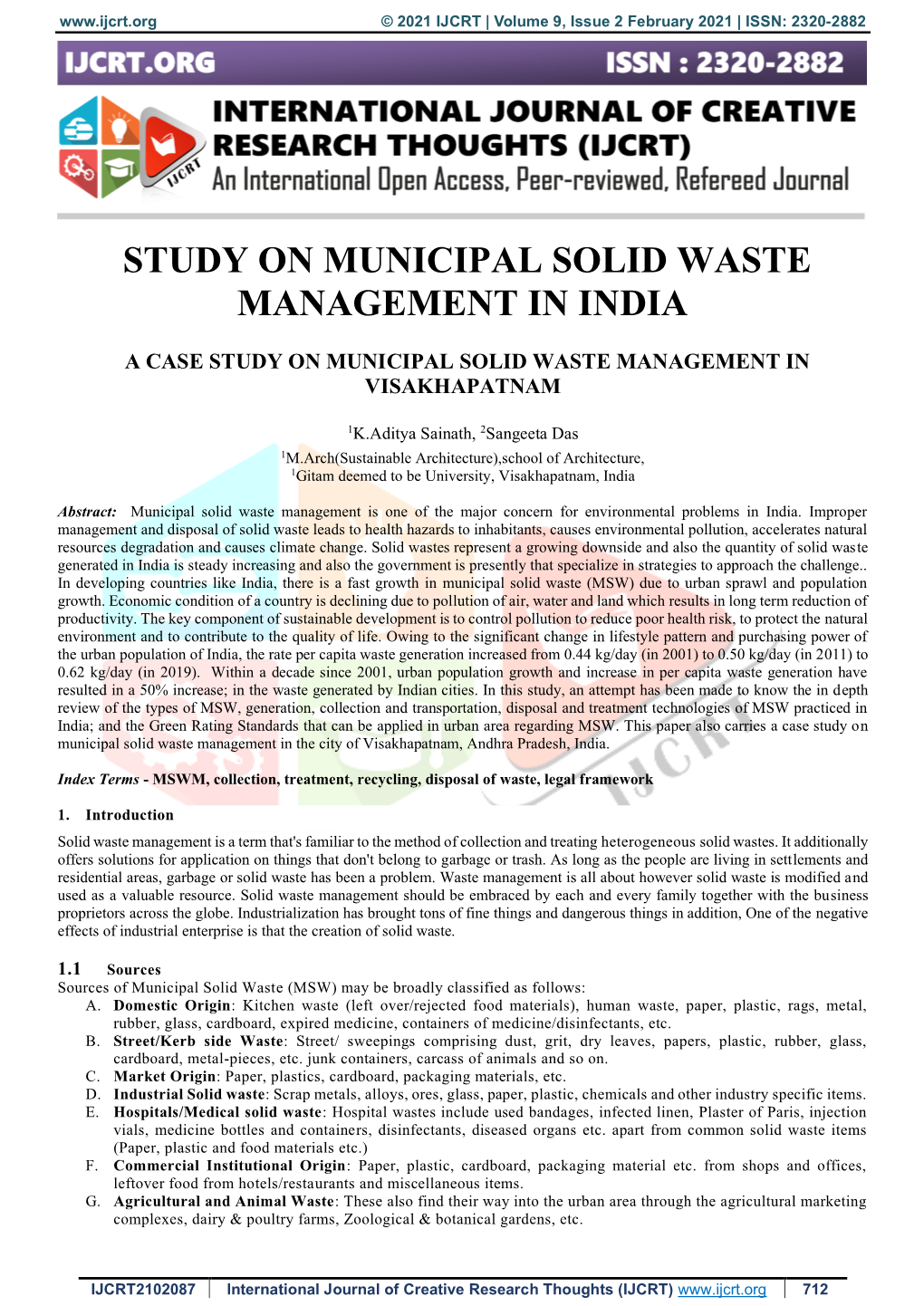 Study on Municipal Solid Waste Management in India