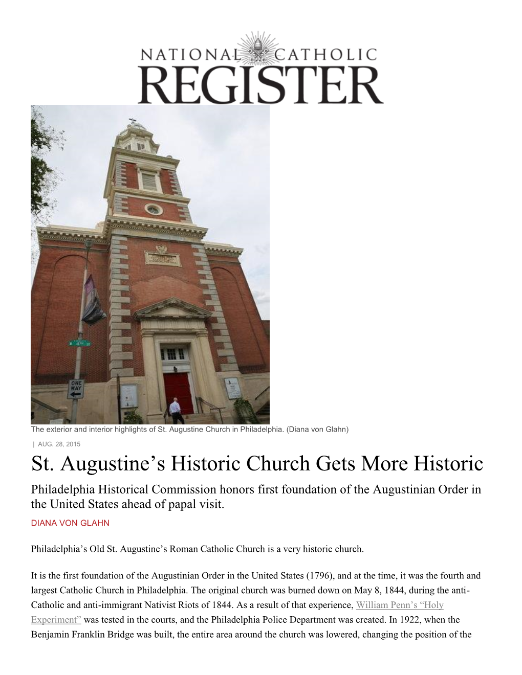 National Catholic Register Article