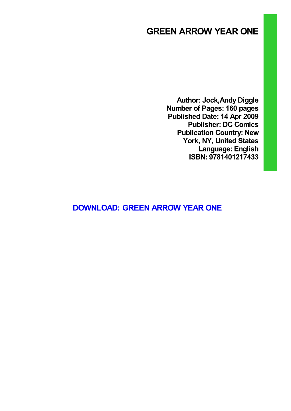Ebook Download Green Arrow Year