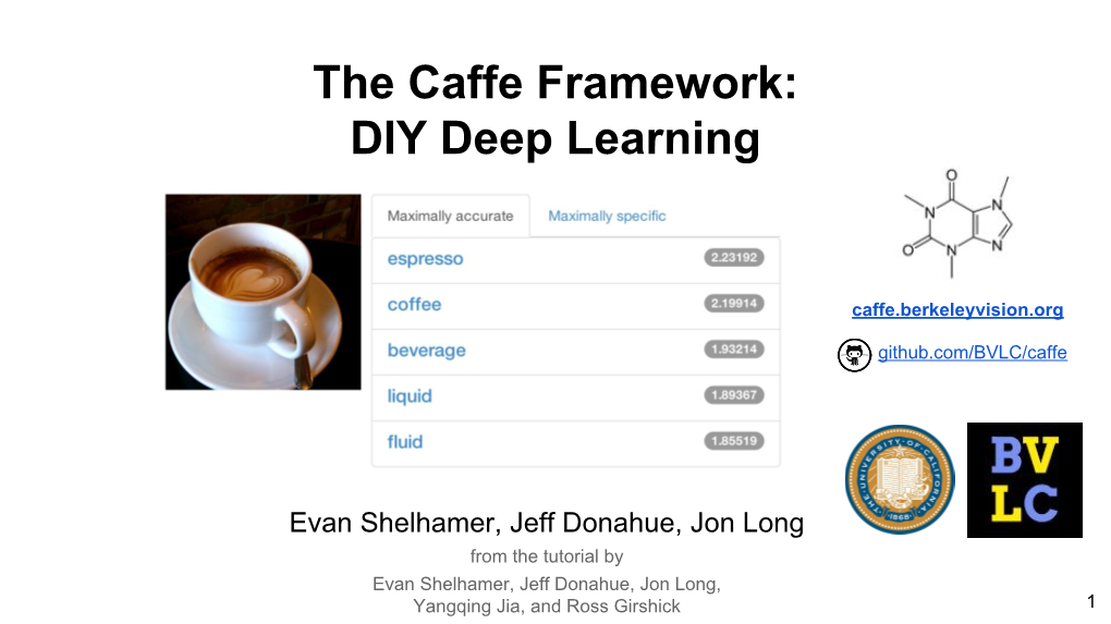 The Caffe Framework: DIY Deep Learning