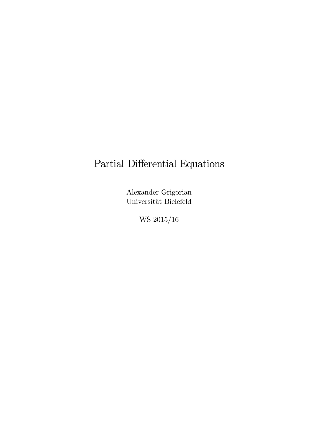 Partial Differential Equations