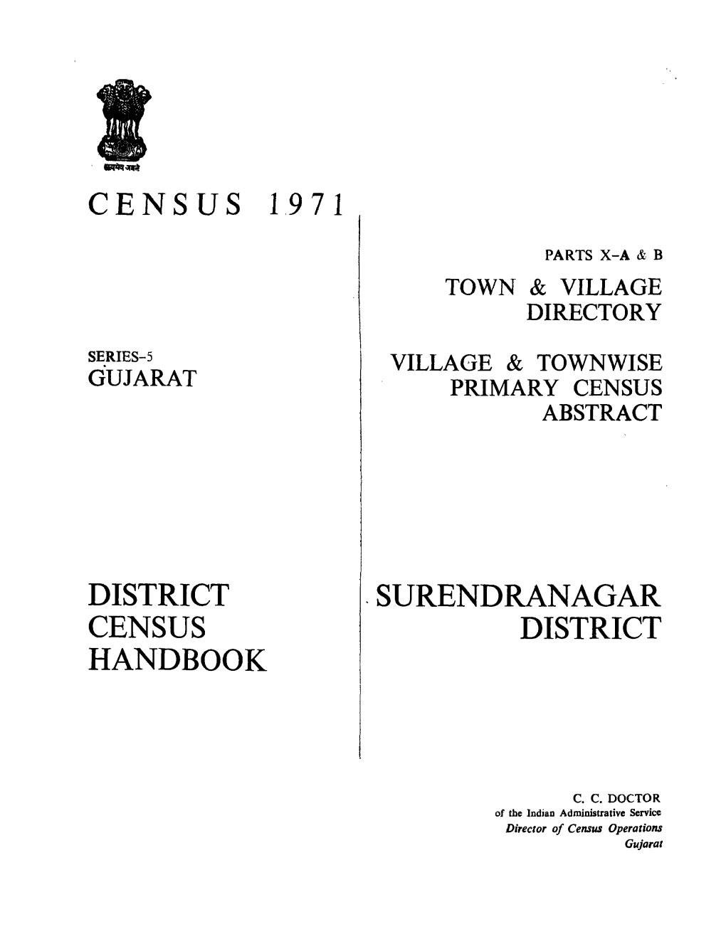 District Census Handbook, Surendranagar, Part X-A & B