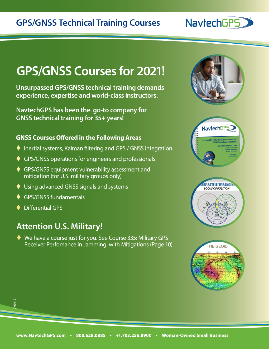 GPS/GNSS Courses for 2021! Unsurpassed GPS/GNSS Technical Training Demands Experience, Expertise and World-Class Instructors