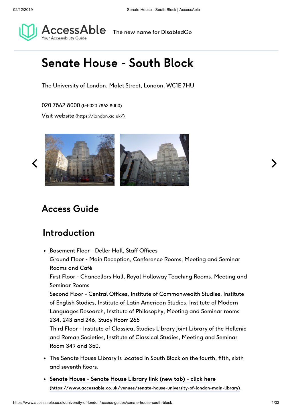 Senate House - South Block | Accessable
