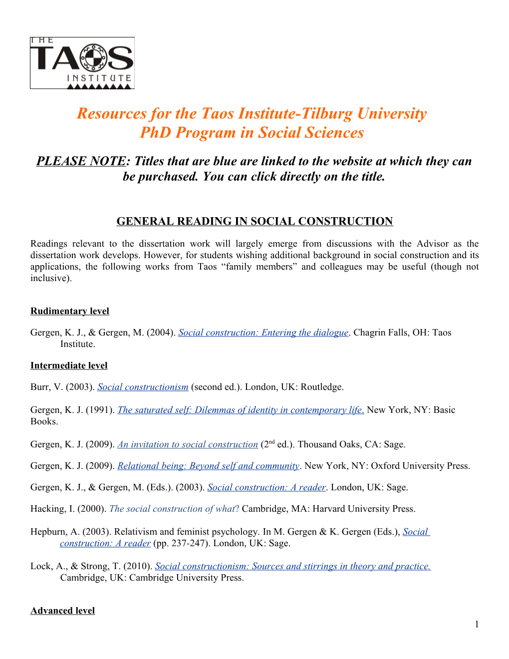 TAOS-TILBURG Phd Program