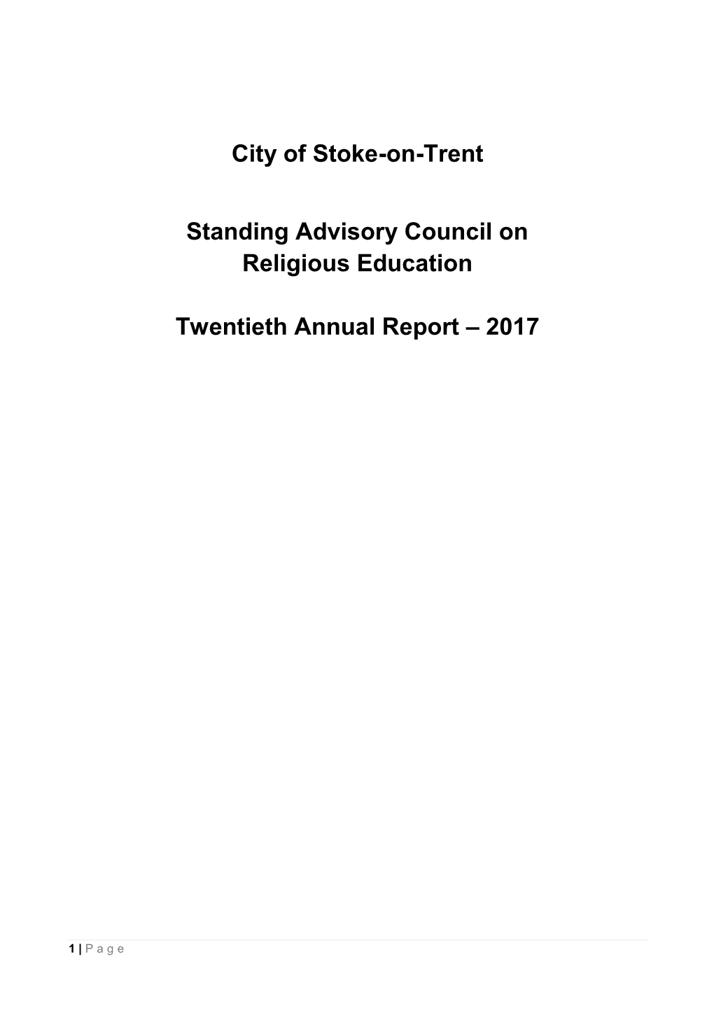 City of Stoke-On-Trent Standing Advisory Council on Religious