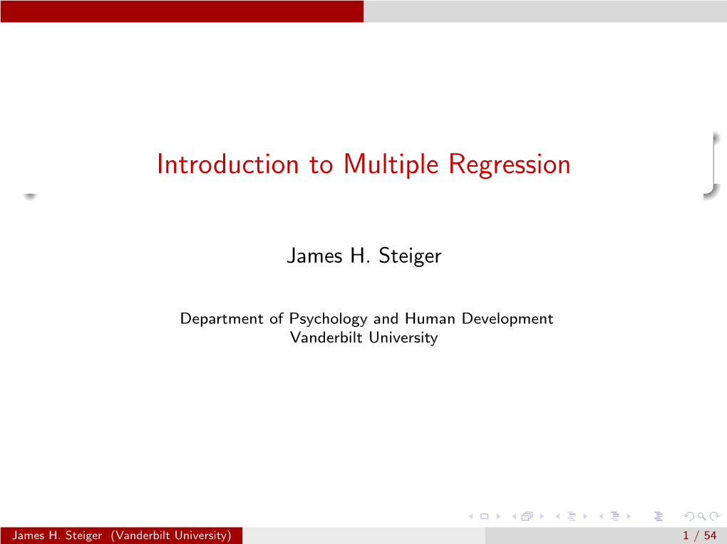 Introduction to Multiple Regression