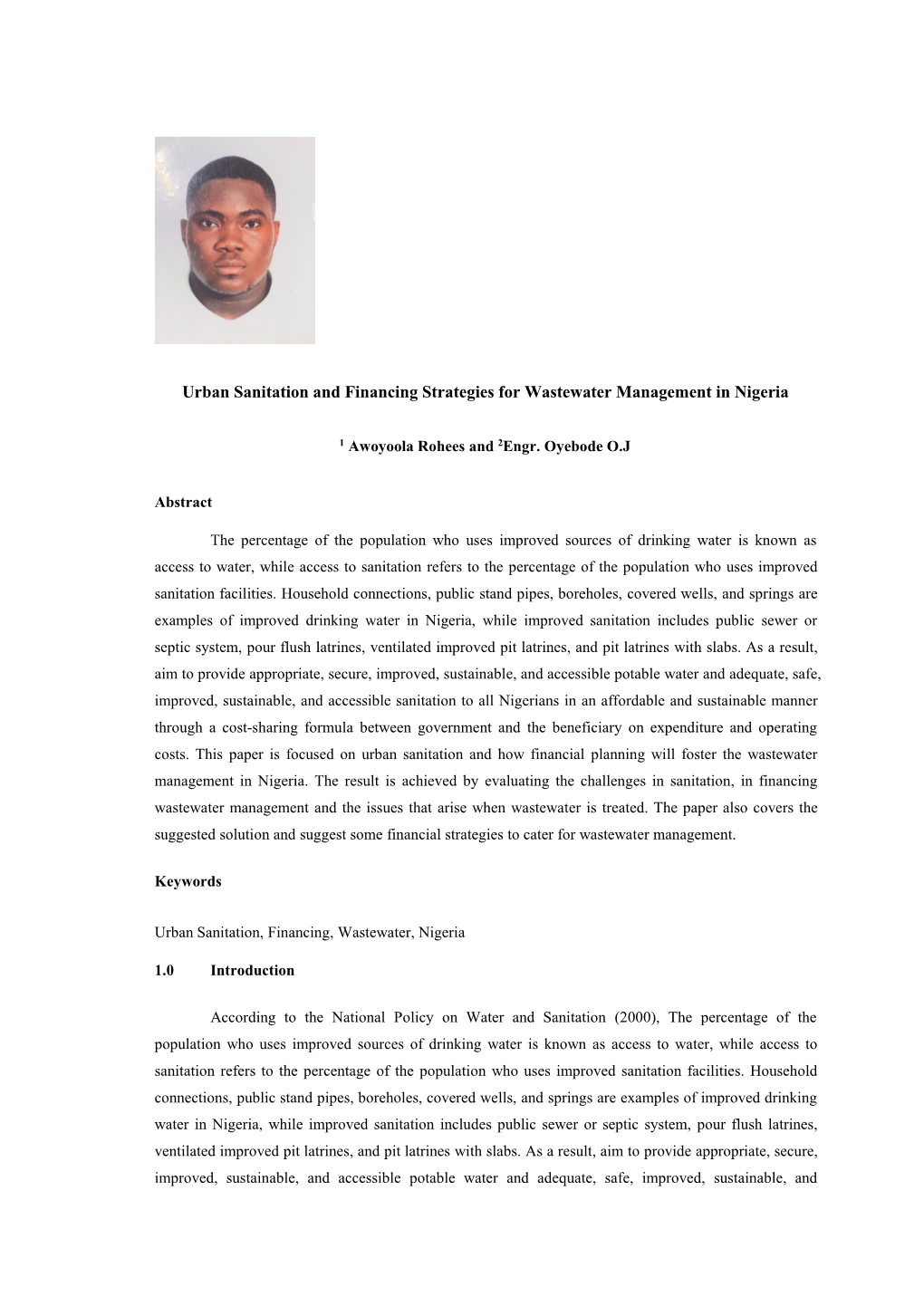 Urban Sanitation and Financing Strategies for Wastewater Management in Nigeria