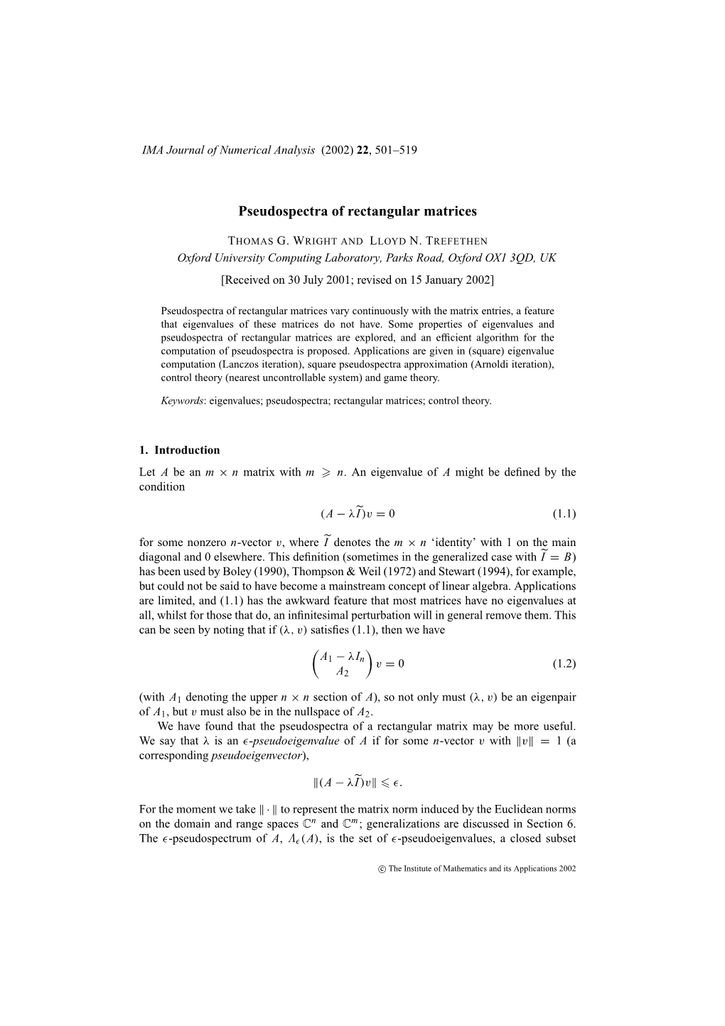 Pseudospectra of Rectangular Matrices