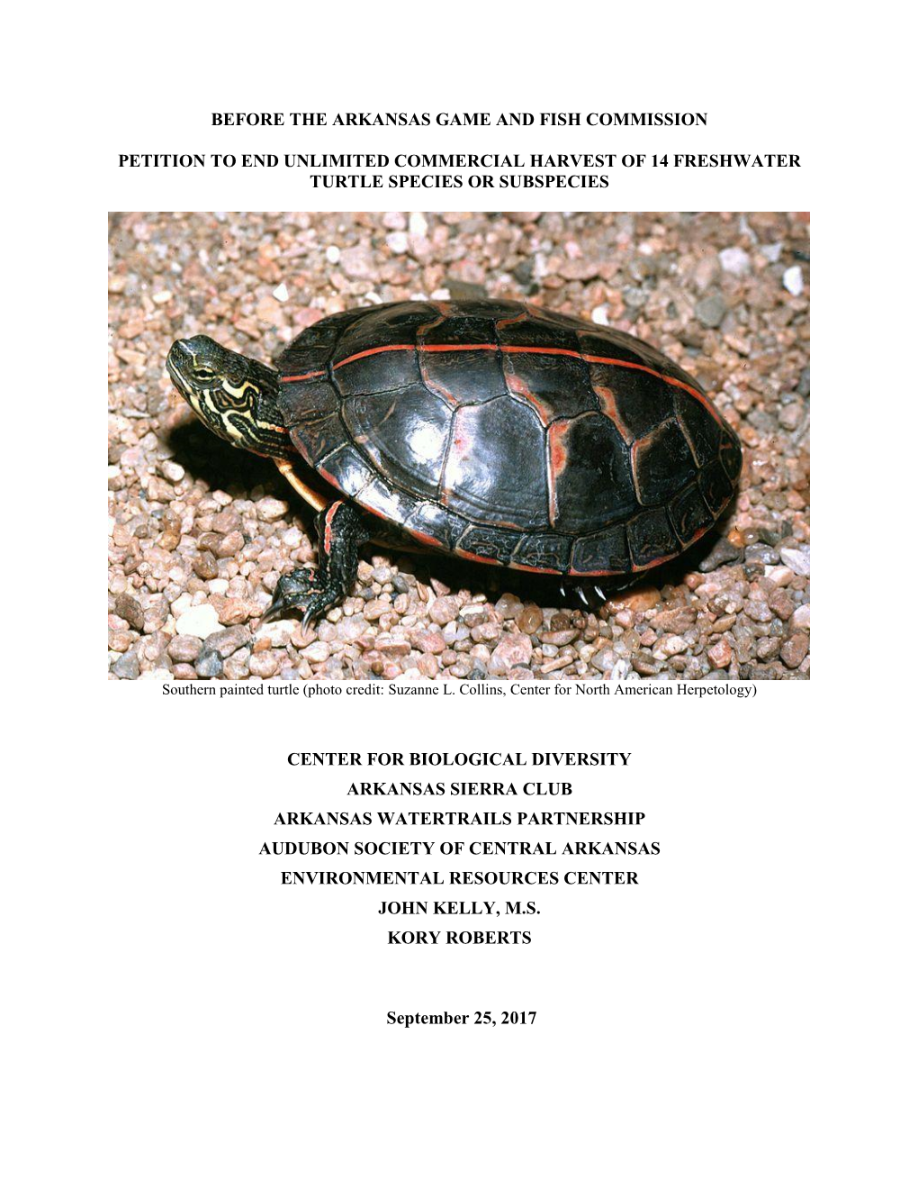 Petition to End Unlimited Commercial Harvest of 14 Freshwater Turtle Species Or Subspecies