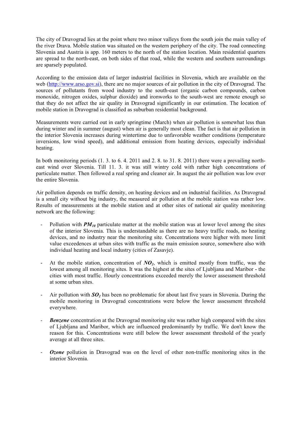 Summary Measurements Dravograd (PDF)