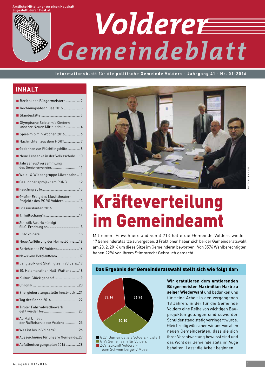 Gemeindeblatt Informationsblatt Für Die Politische Gemeinde Volders · Jahrgang 41 · Nr