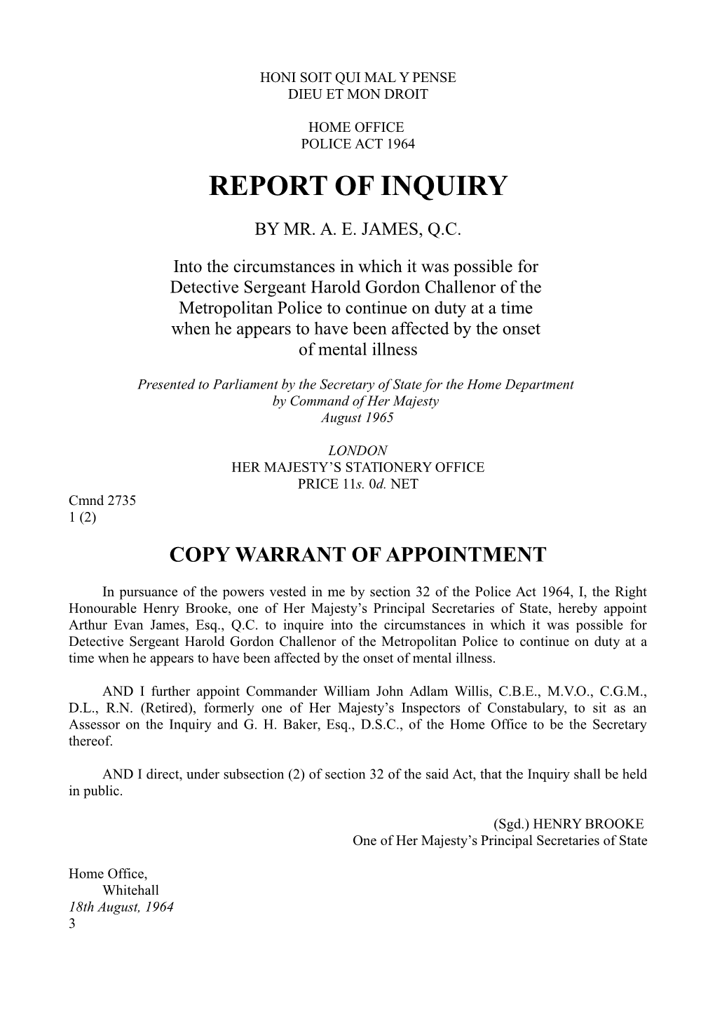 Report of Inquiry