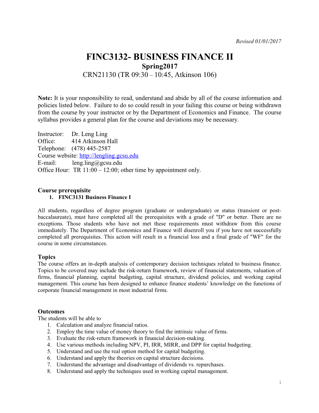 Finc3132 Business Finance Ii