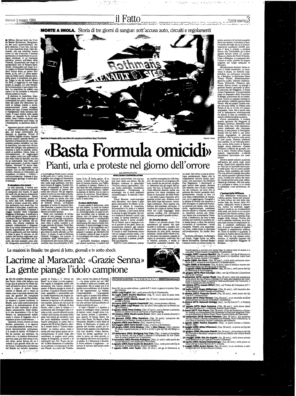 «Basta Formula Omicidi» Lui Sa Indomabile