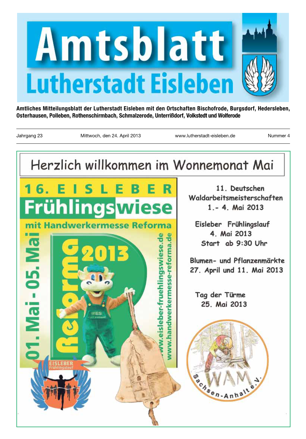 Amtliches Mitteilungsblatt Der Lutherstadt Eisleben Mit Den Ortschaften Bischofrode, Burgsdorf, Hedersleben, Osterhausen, Polleb