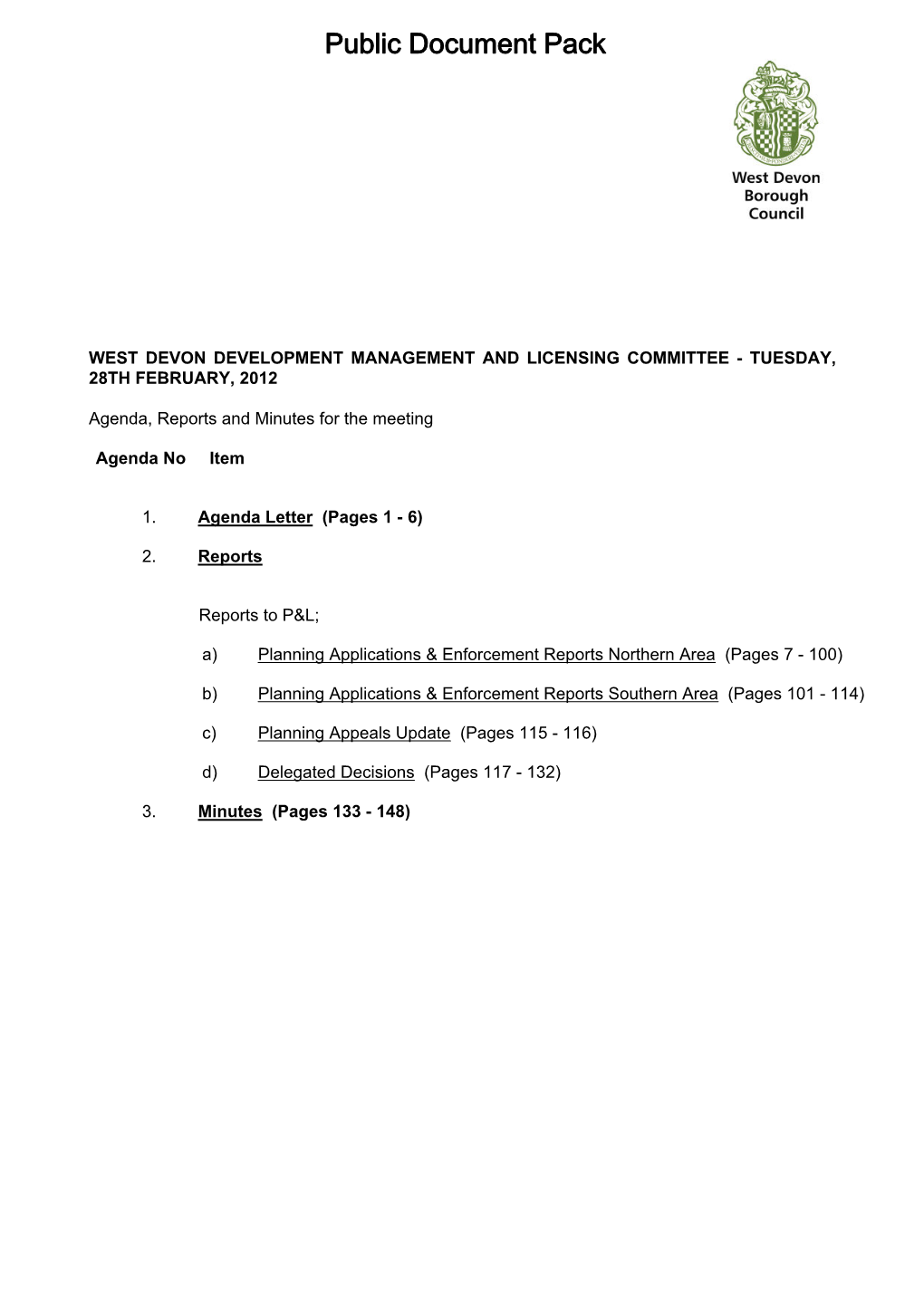 (Public Pack)Agenda Document for West Devon Development