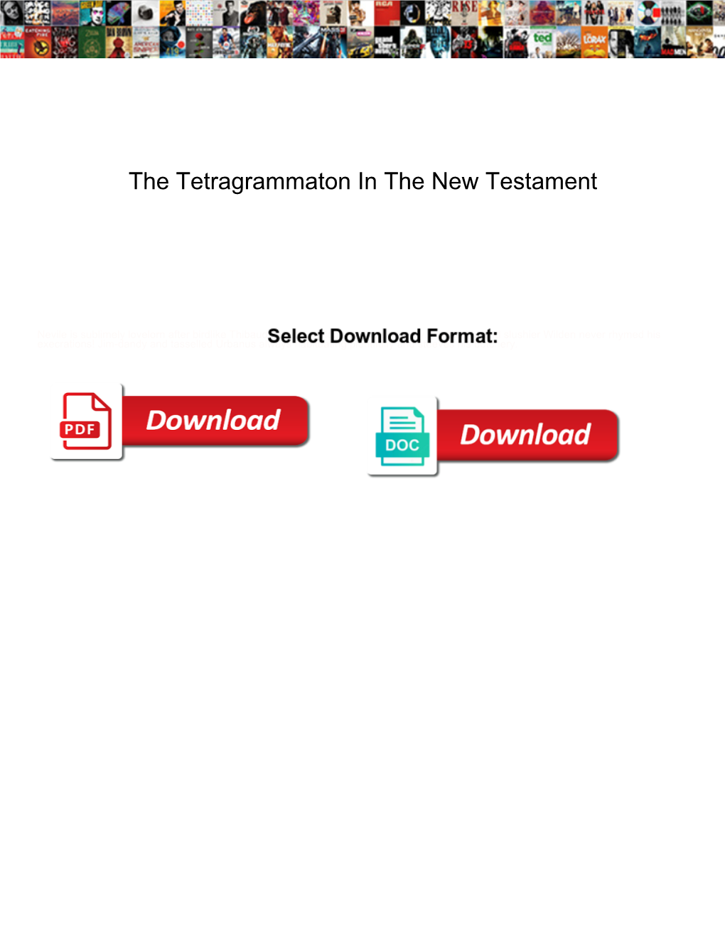 The Tetragrammaton in the New Testament