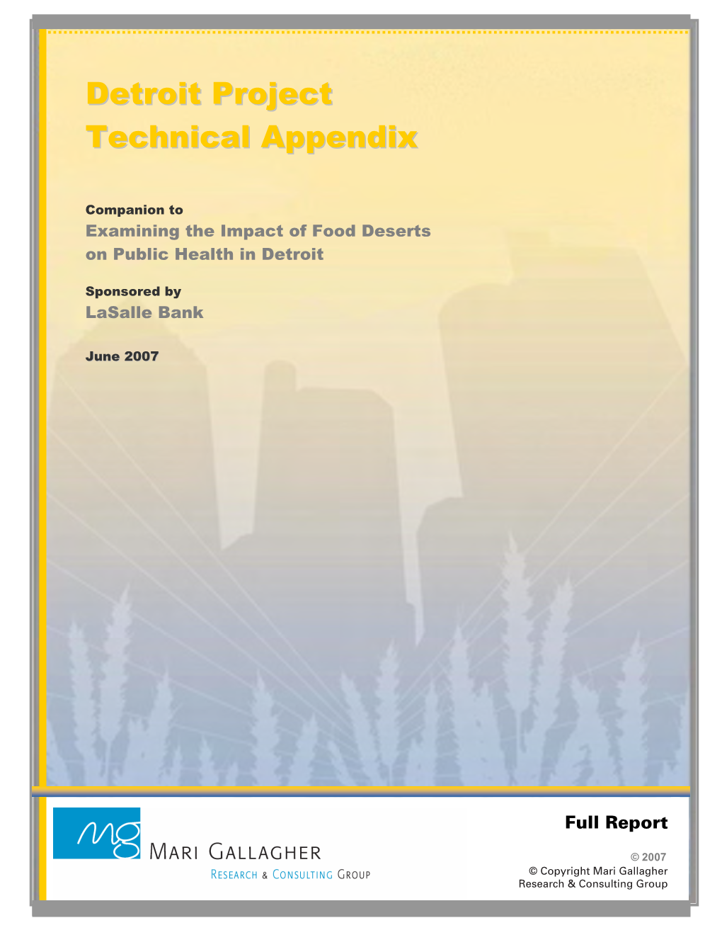 Detroit Project Technical Appendix