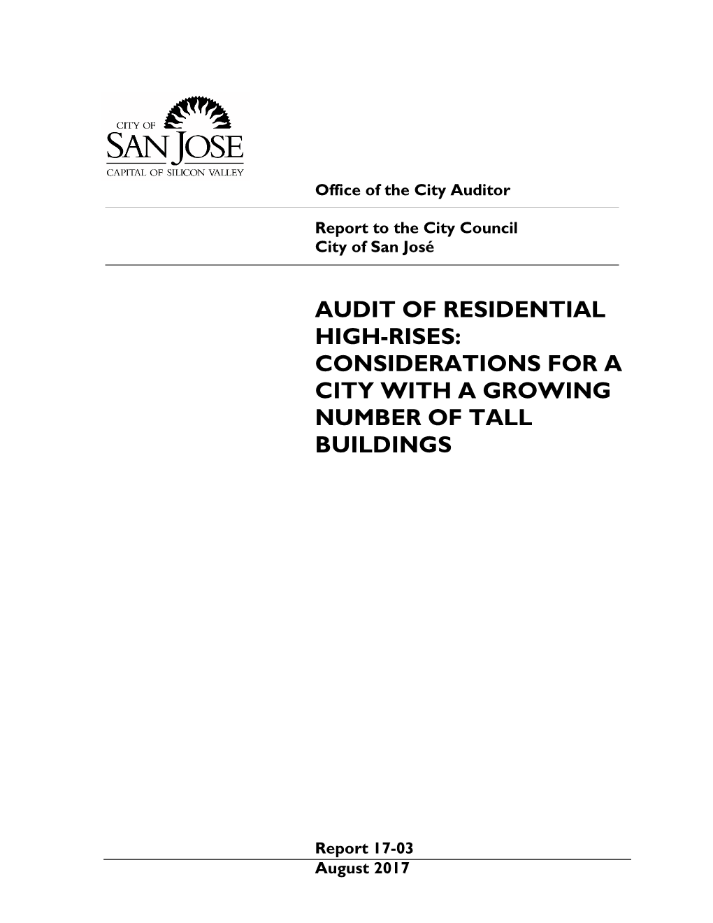 Audit of Residential High-Rises: Considerations for a City with a Growing Number of Tall Buildings