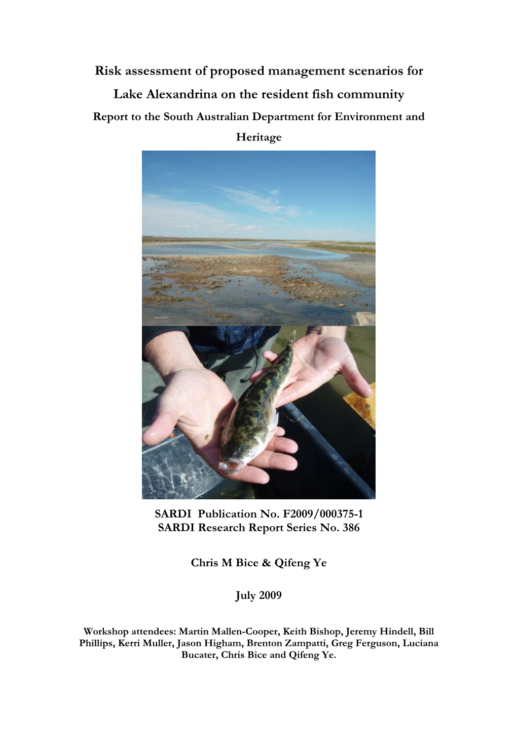 Risk Assessment of Proposed Management Scenarios for Lake Alexandrina on the Resident Fish Community