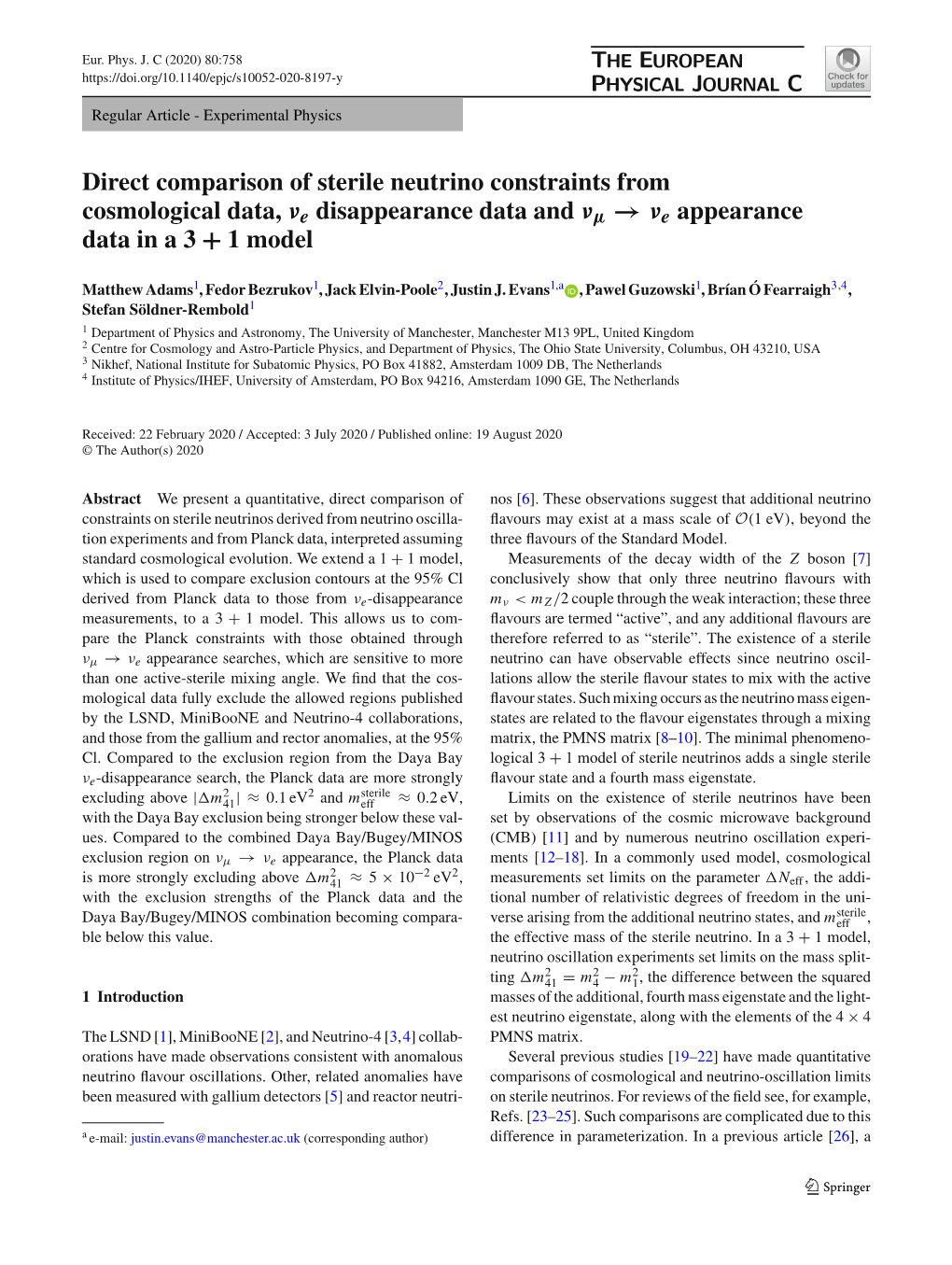 Direct Comparison of Sterile Neutrino Constraints from Cosmological Data, Νe Disappearance Data and Νμ → Νe Appearance Data in a 3 + 1Model