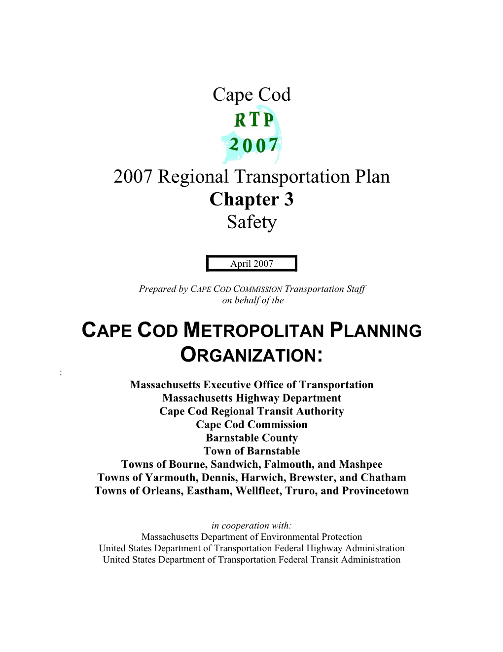 Cape Cod 2007 Regional Transportation Plan Chapter 3 Safety