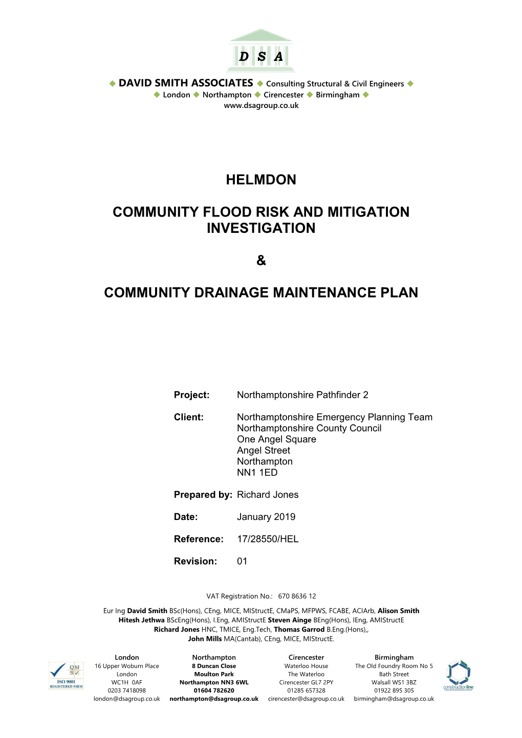 Helmdon Community Flood Risk and Mitigation Investigation Community Drainage Maintenance Plan