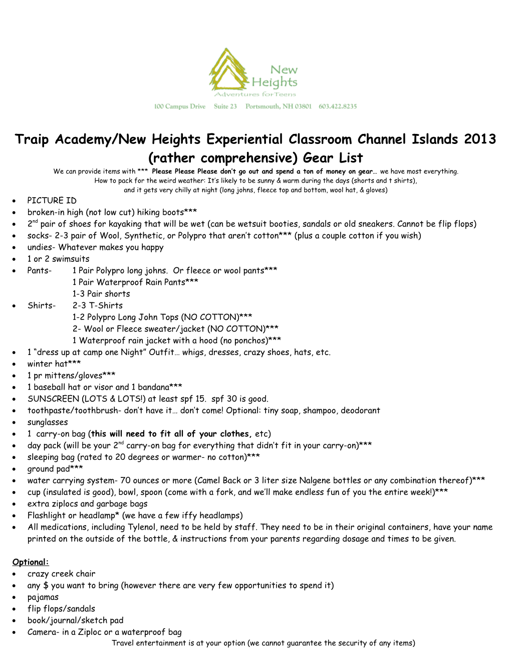 Traip Academy/New Heights Experiential Classroom Channel Islands 2013