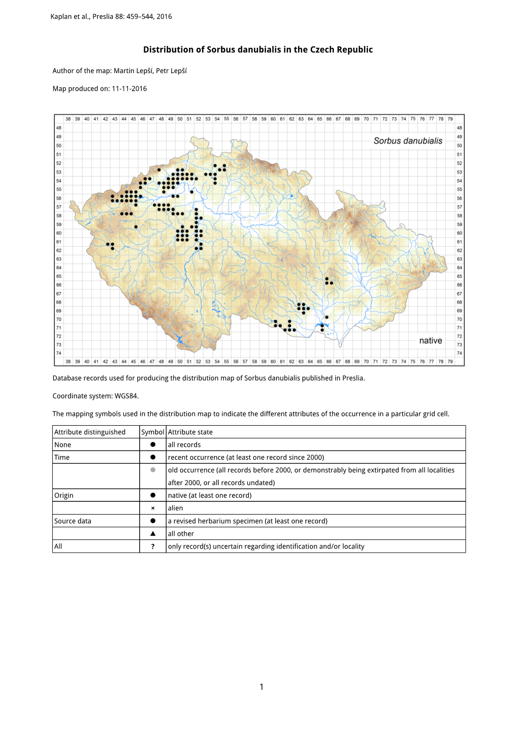 1 Distribution of Sorbus Danubialis in the Czech Republic