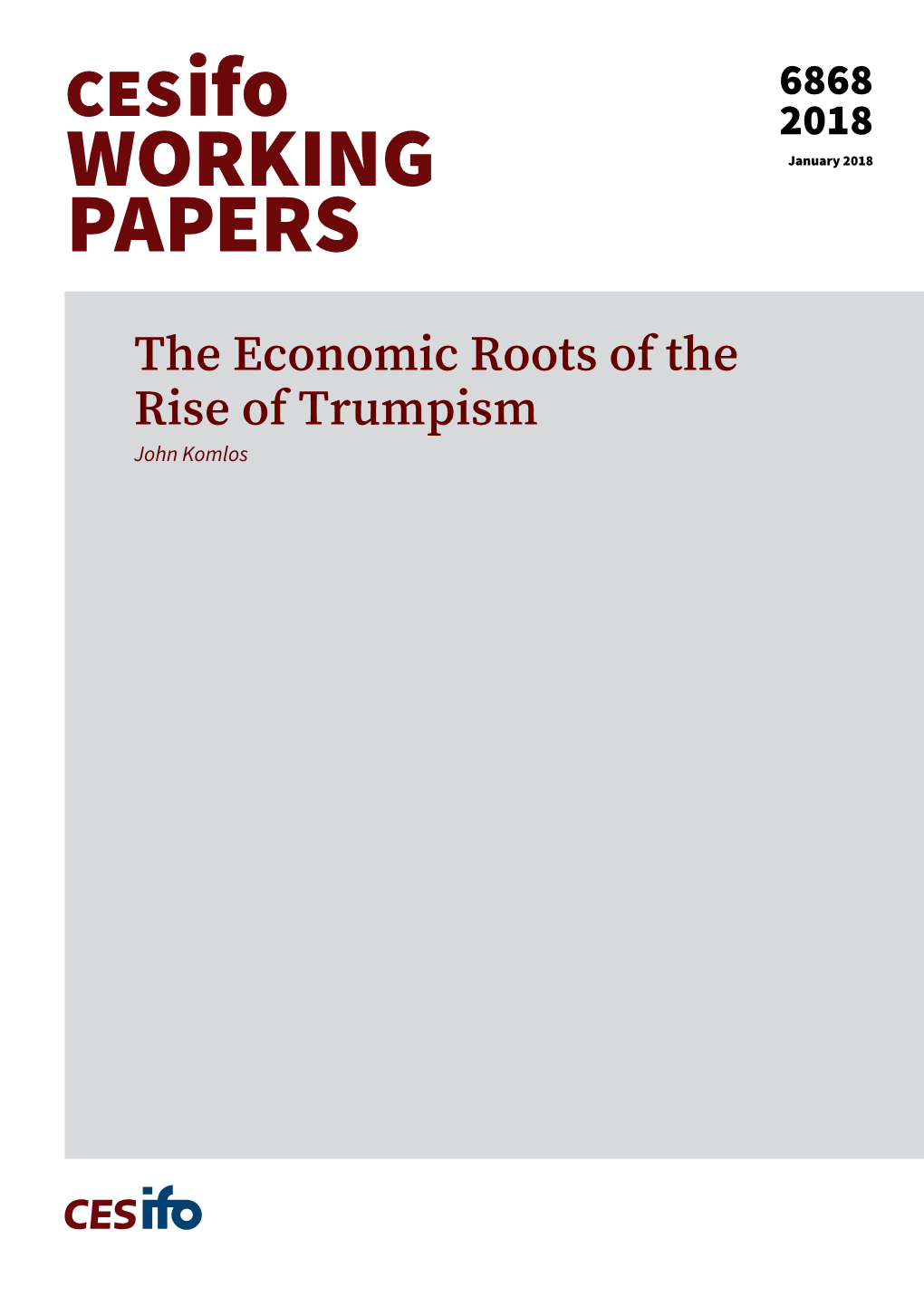 Cesifo Working Paper No. 6868 Category 6: Fiscal Policy, Macroeconomics and Growth