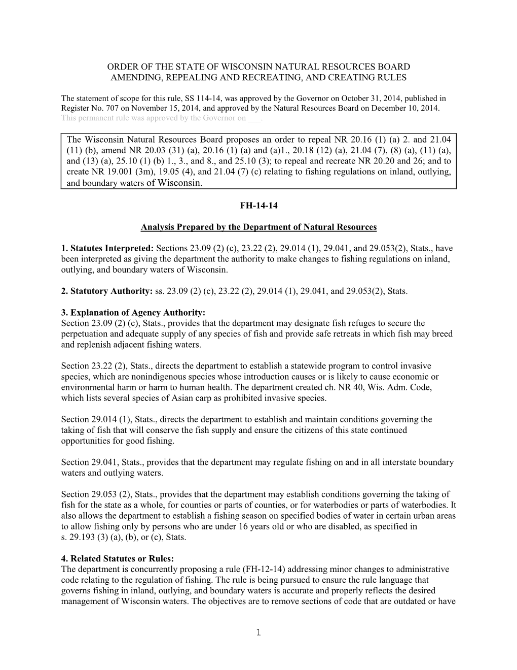 Natural Resources Board Order Template With