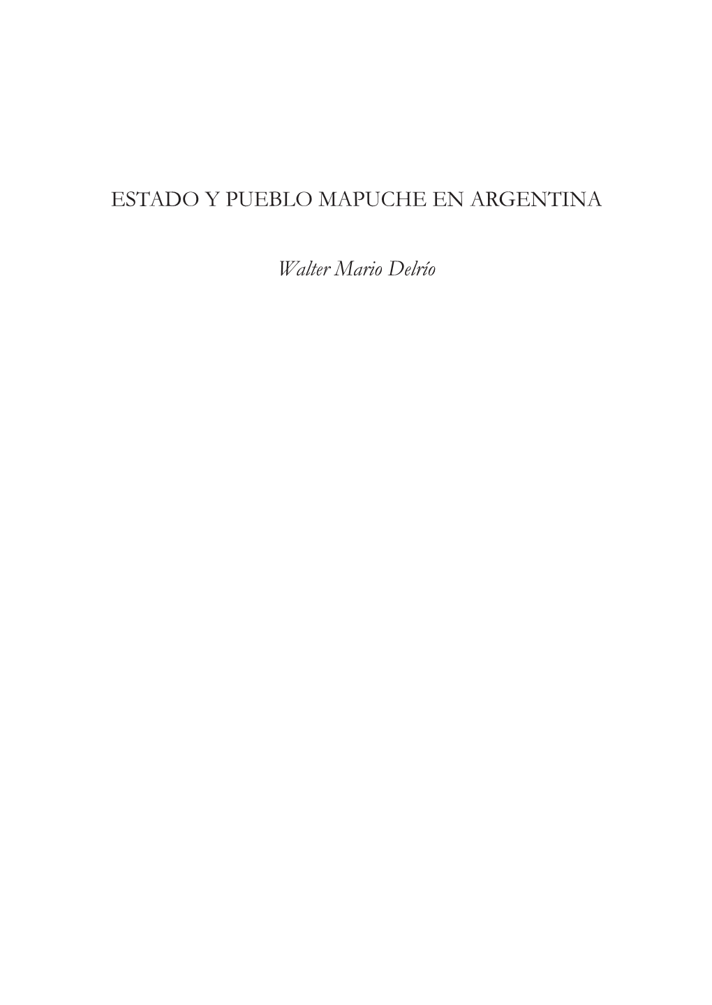 Estado Y Pueblo Mapuche En Argentina