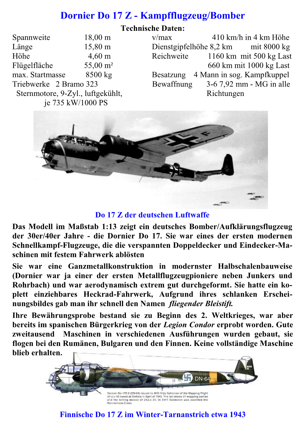 Dornier Do 17 Z - Kampfflugzeug/Bomber